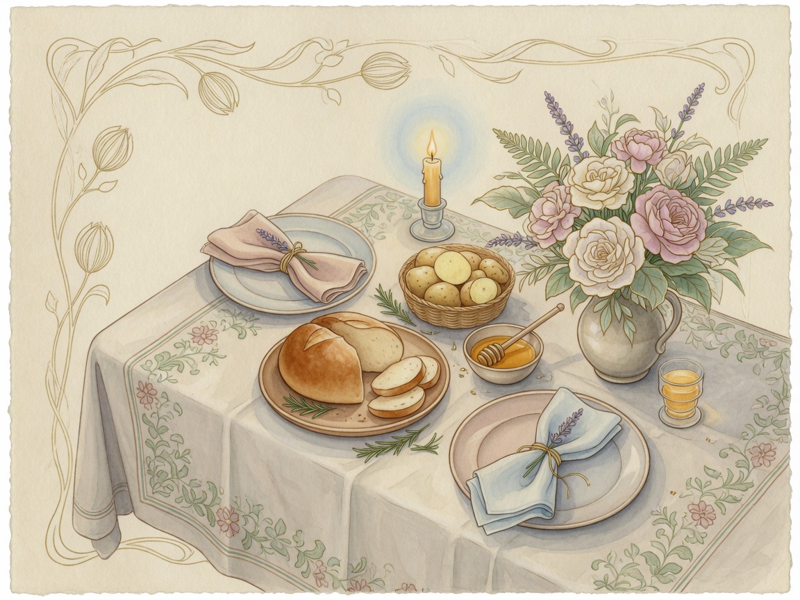 Watercolor feast and flowers illustration