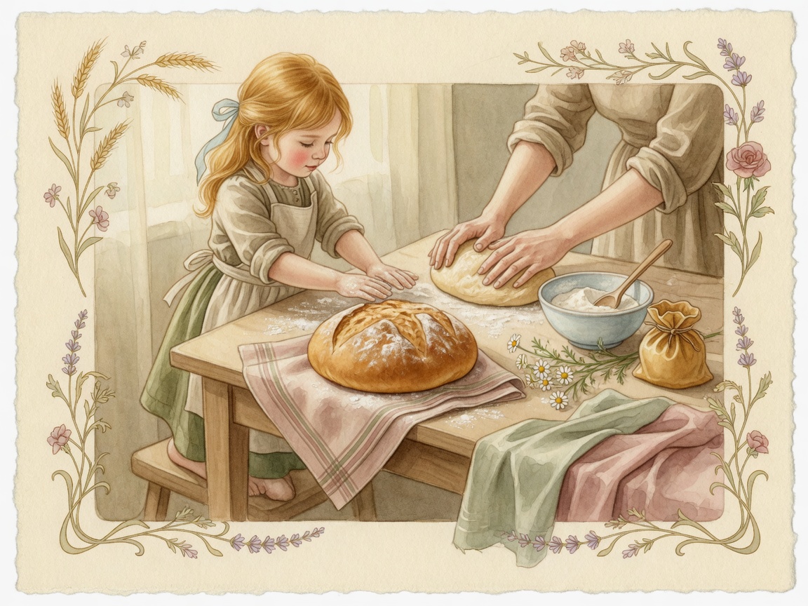 Watercolor bread and home order illustration