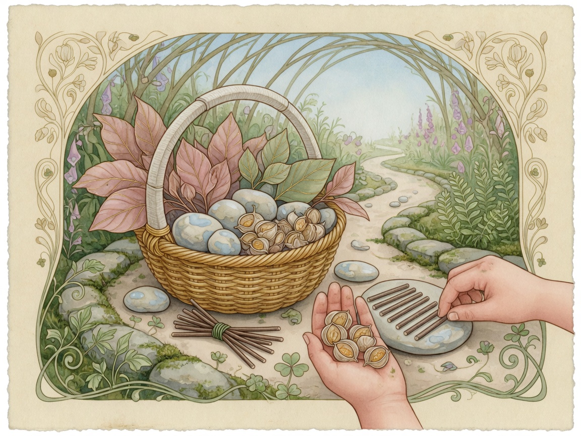 Watercolor nature basket illustration