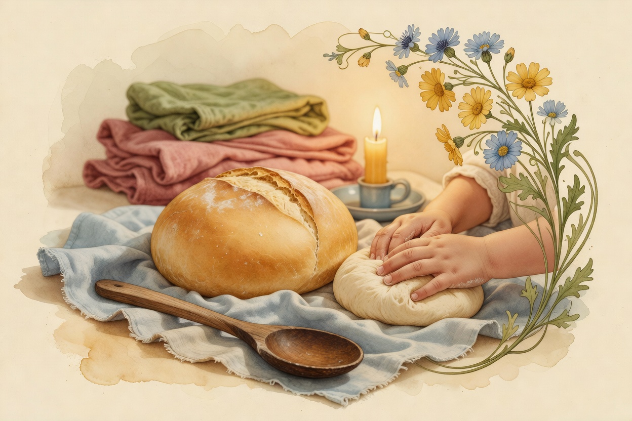 Watercolor bread and home order illustration