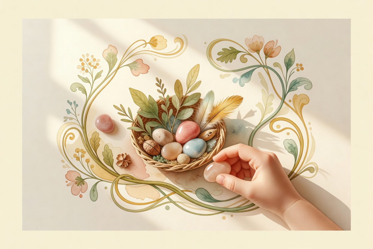 Watercolor nature basket illustration